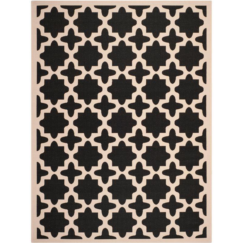 Courtyard CY6913 Power Loomed Indoor and Outdoor Area Rug - Black/Beige - 8'x11' - Safavieh