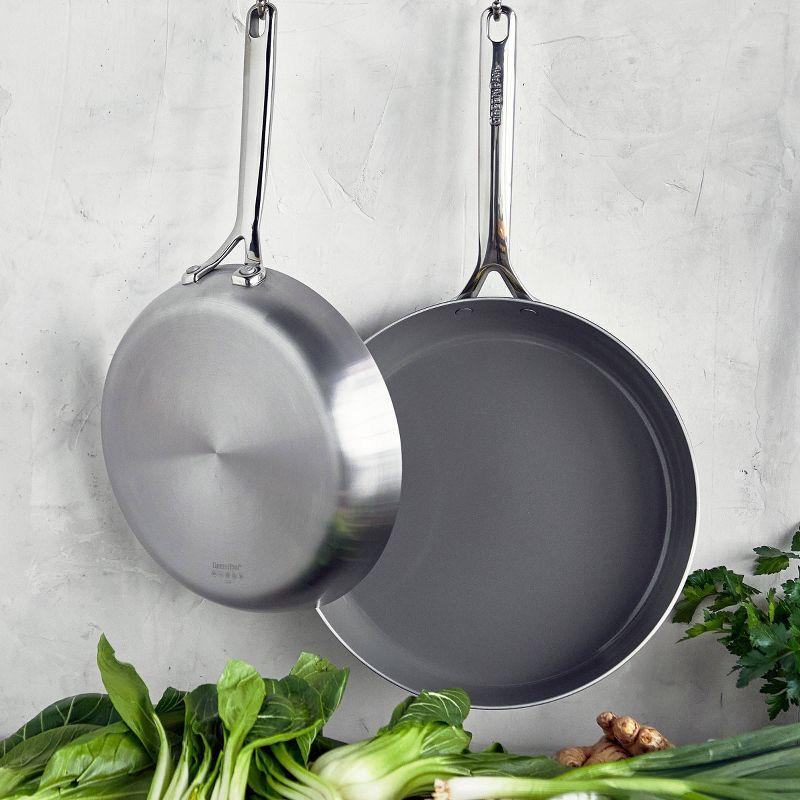 GreenPan GP5 Stainless Steel 5-PLY Healthy Ceramic Nonstick 2pc FryPan Set 10" & 12" PFAS-Free