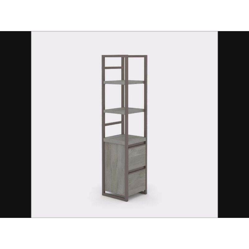 72.047" Manhattan Gate Narrow 2 Shelf Storage Tower Bookcase Mystic Oak - Sauder: Contemporary Style, Metal Frame, Open Shelves