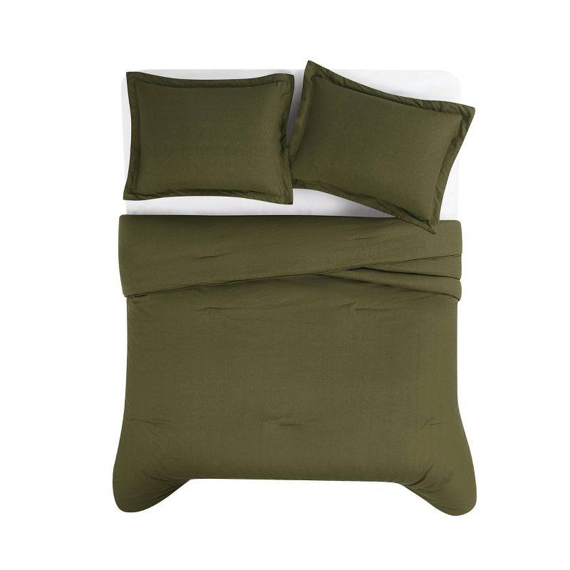 Brooklyn Loom 3pc Full/Queen Flax Linen Comforter Set Moss Green