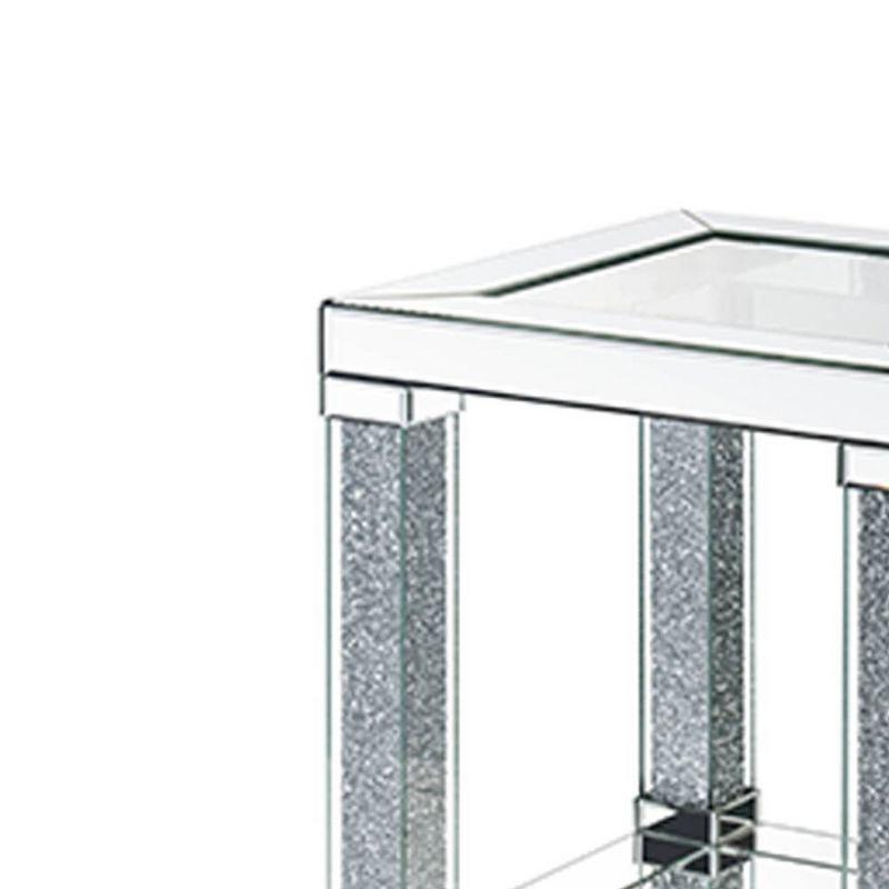 20" Noralie Mirrored Accent Table Faux Diamonds/Clear Glass - Acme Furniture: Elegant Rectangular Design, Acrylic Frame, No Assembly Required