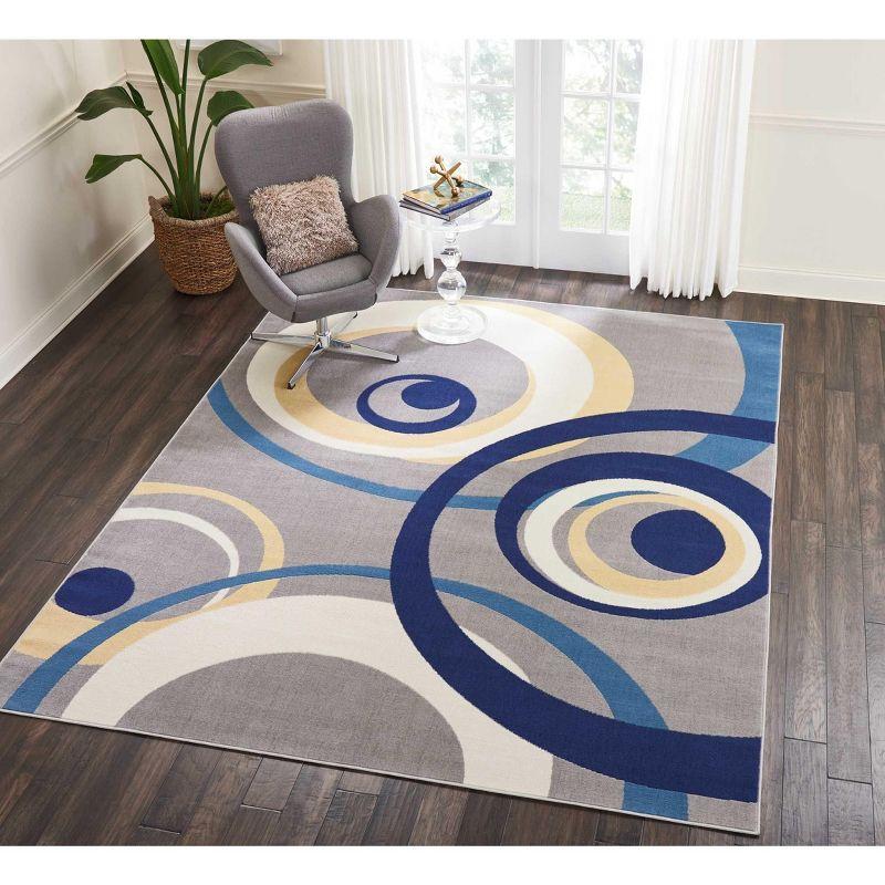Nourison Grafix 7'10" x 9'10" (8' x 10') Grey Area Rug Retro Contemporary Geometric by Nourison