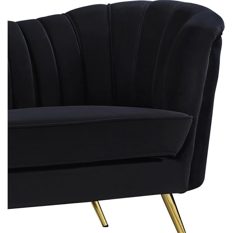 Margo Velvet Accent Chair in Black and Gold-Meridian Furniture