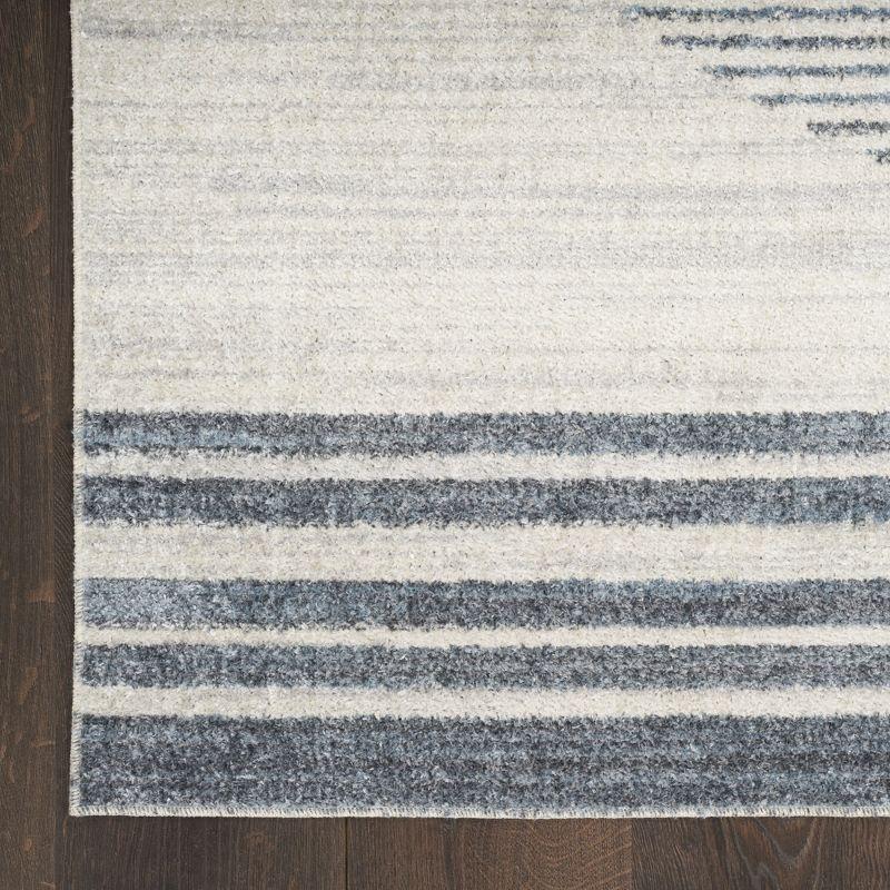 Nourison Astra Machine Washable Stripe Circle Mid-Century Modern Indoor Rug