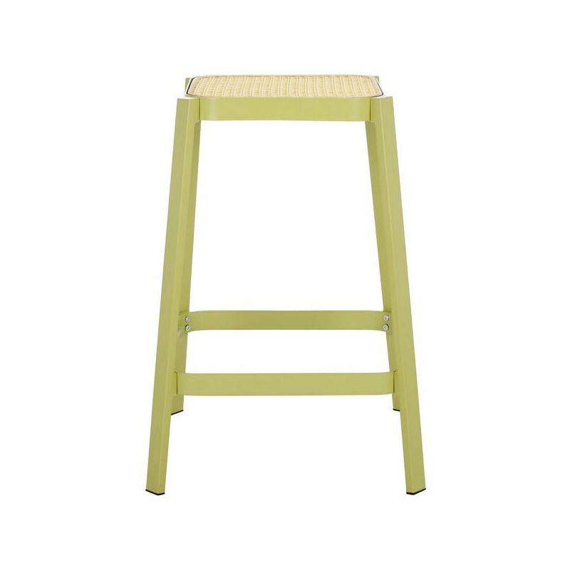 Palmyra Green and Natural Wood Metal Counter Stool