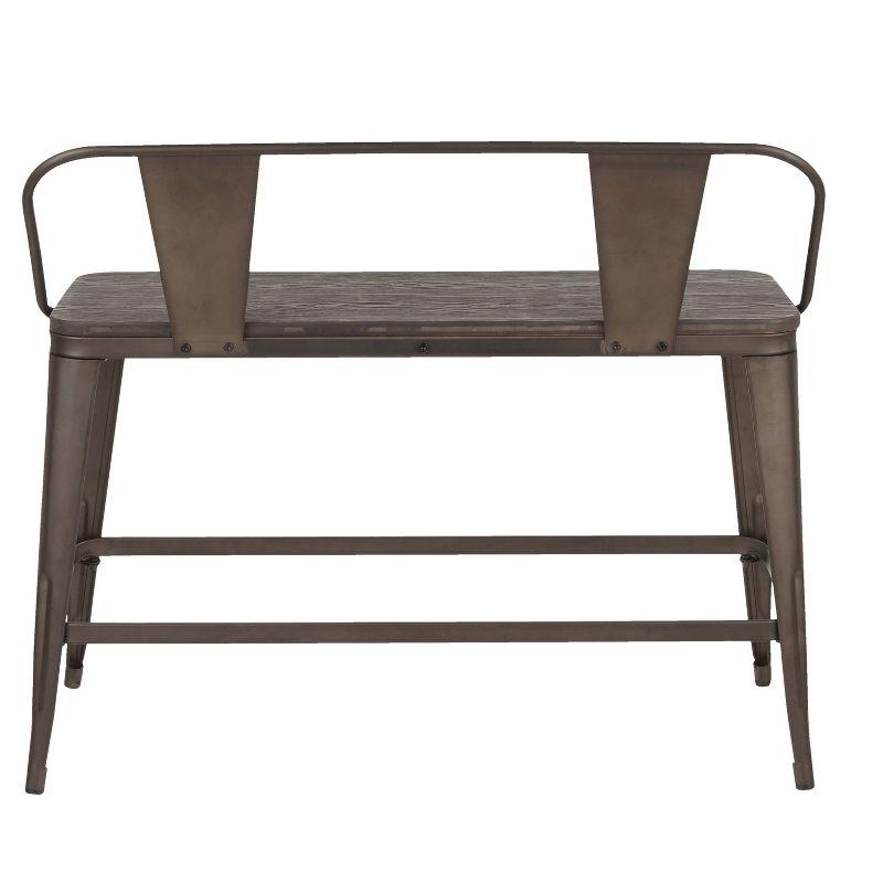 Gray Wood and Steel Rustic Counter Bench