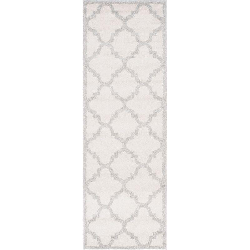 Light Grey Beige Hand-Knotted Easy Care Synthetic Area Rug