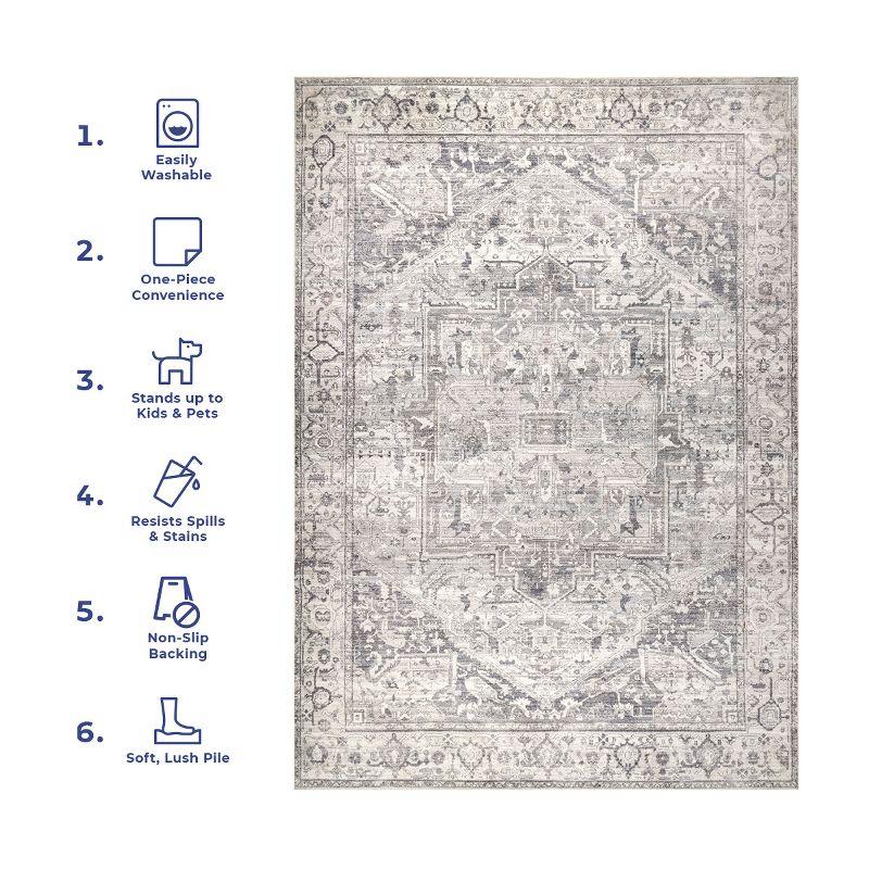 Elysian Gray Medallion 8' x 10' Easy-Care Synthetic Area Rug