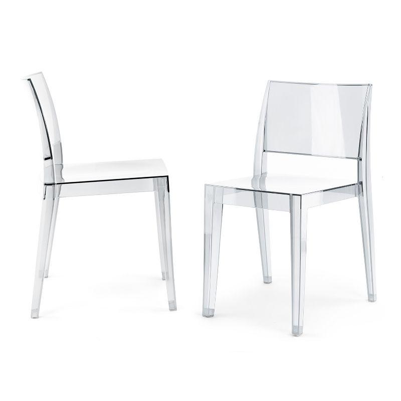 WRGHOME Palermo Modern Outdoor/Indoor Plastic Resin Stacking Patio Dining Chairs  (Set of 2) - CLEAR