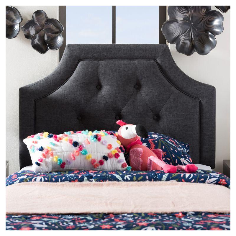 Mars Dark Gray Tufted Upholstered Full Headboard with Wood Legs