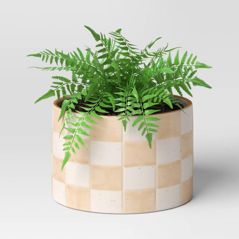 Checker Stoneware Indoor Outdoor Planter Pot Ivory 5.88"x5.88" - Threshold™