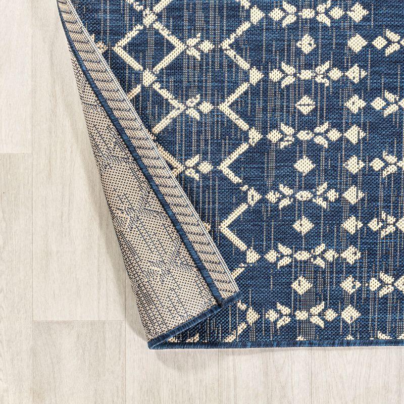 8' x 10' Ourika Moroccan Geometric Textured Weave Indoor/Outdoor Area Rug, Navy/Beige - JONATHAN Y