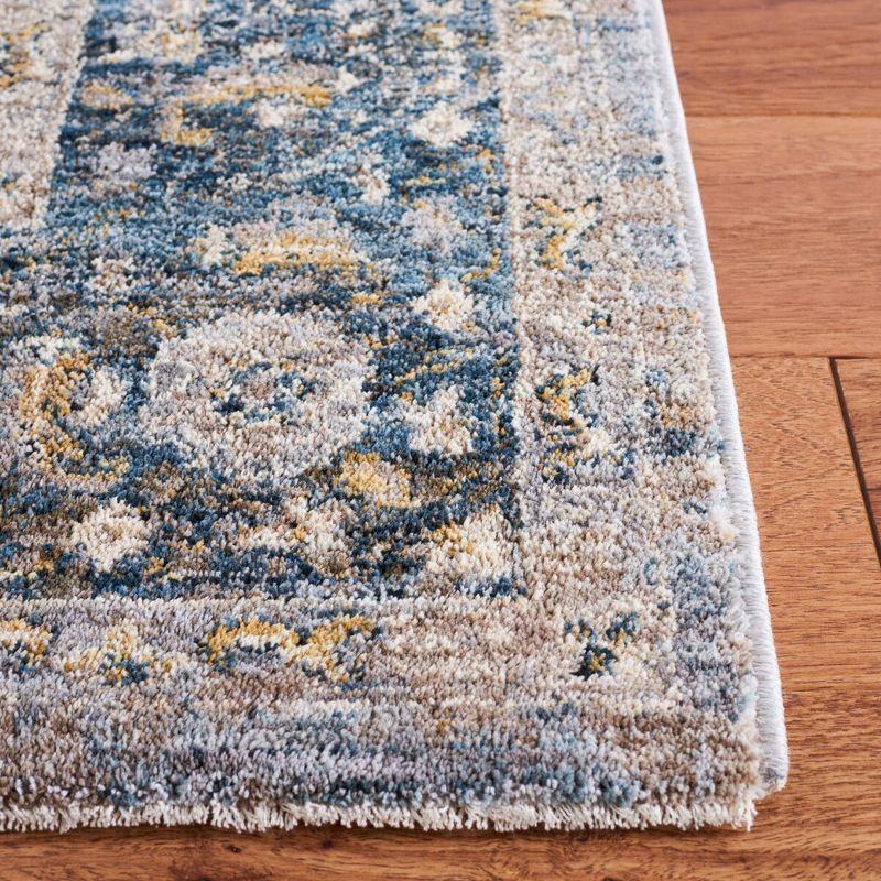 Valencia VAL568 Power Loomed Area Rug - Dark Blue/Yellow - 6'4"x6'4" - Safavieh.