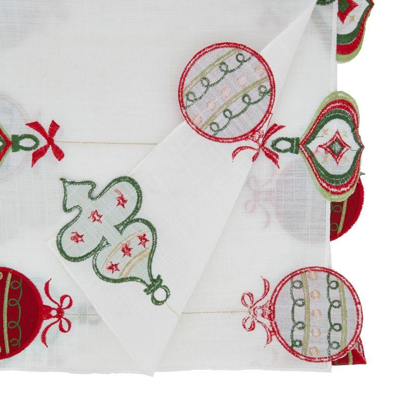 Colorful Embroidered Christmas Ornaments Table Runner