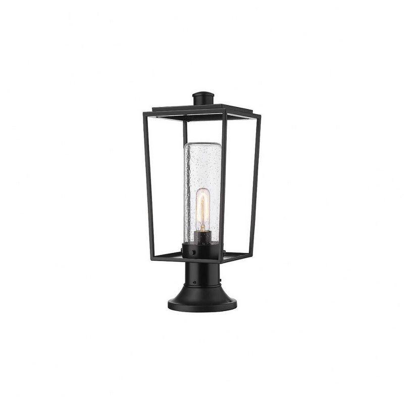 Sheridan Black Steel Outdoor Lantern with Seedy Glass Shade