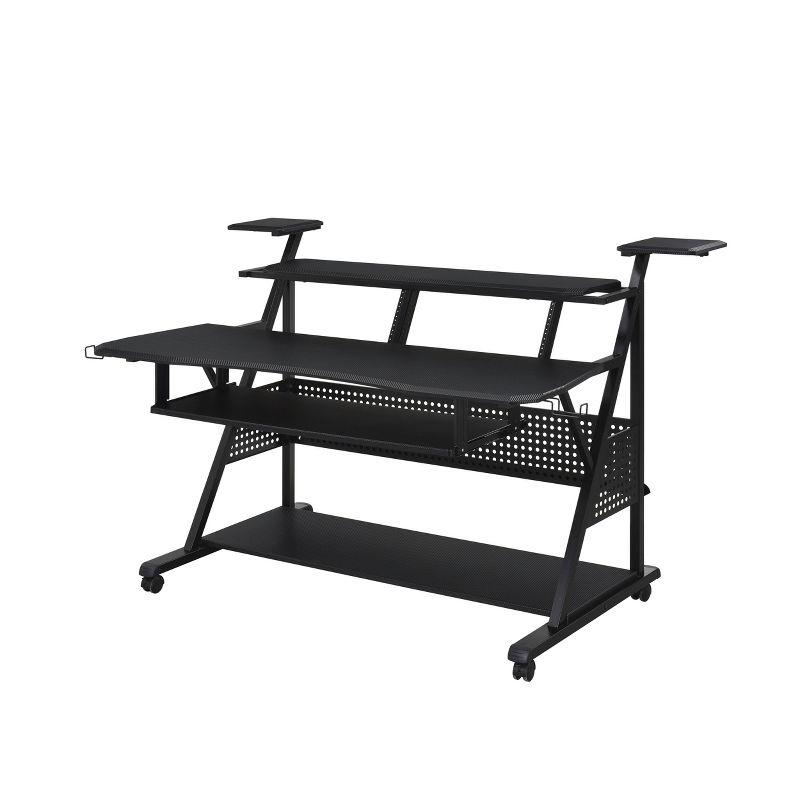 Acme Furniture 67" Willow Desks Black Finish: 42" High, Metal Frame, Wood Surface, Open Storage Shelf