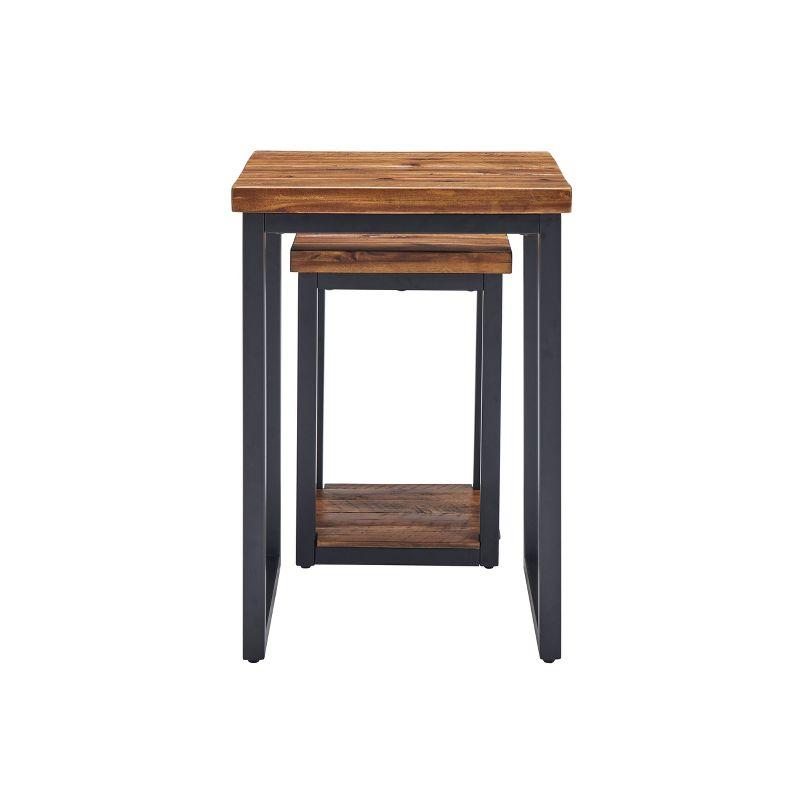 Set of Two Claremont Rustic Wood Nesting End Tables Dark Brown - Alaterre Furniture: Rectangle Shape, Stained Finish