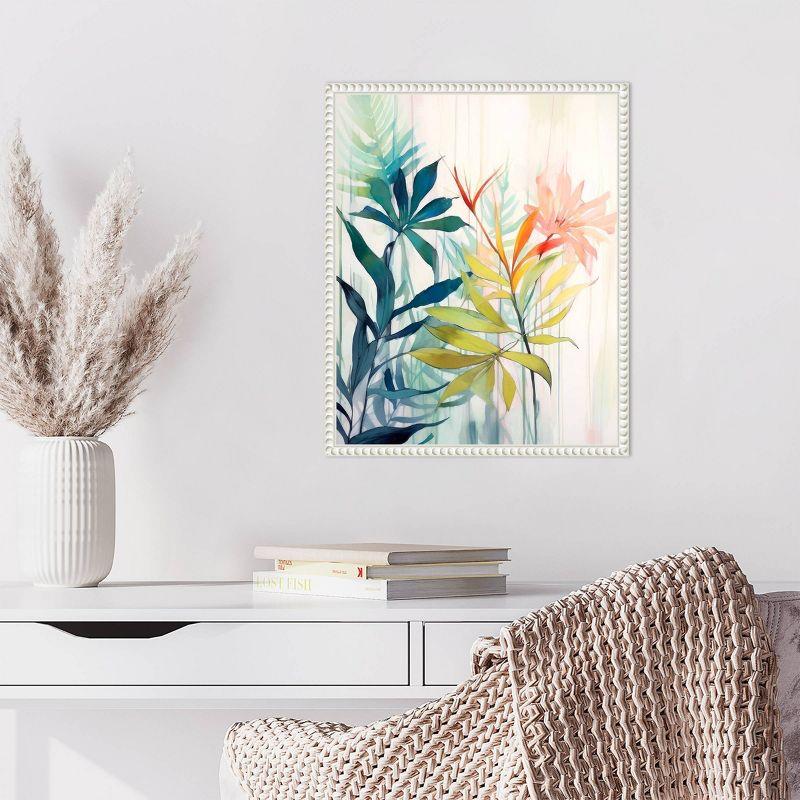 16"x20" Pink and Yellow Floral Abstract Canvas Wall Art in White Frame