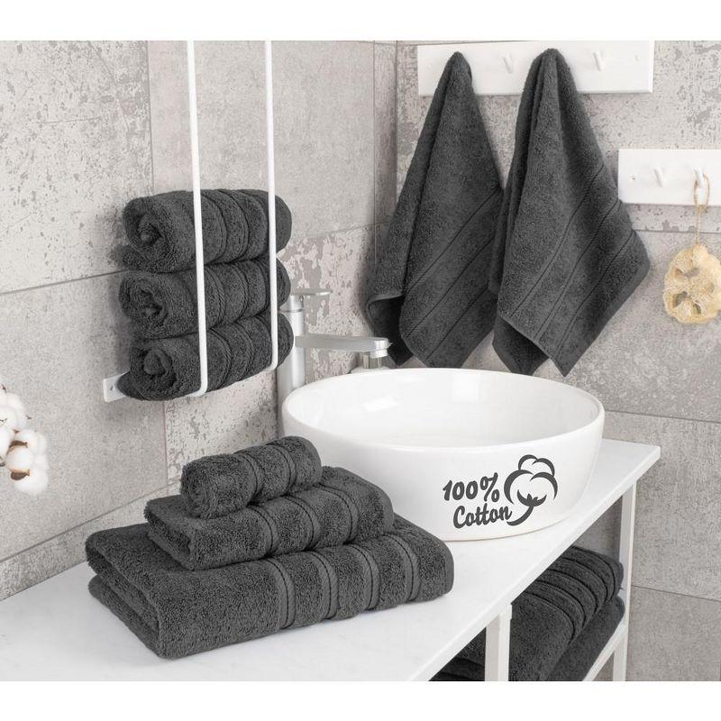 American Soft Linen Salem 6 Piece Towel Set, 100% Cotton Bath Towels for Bathroom, Dark Gray