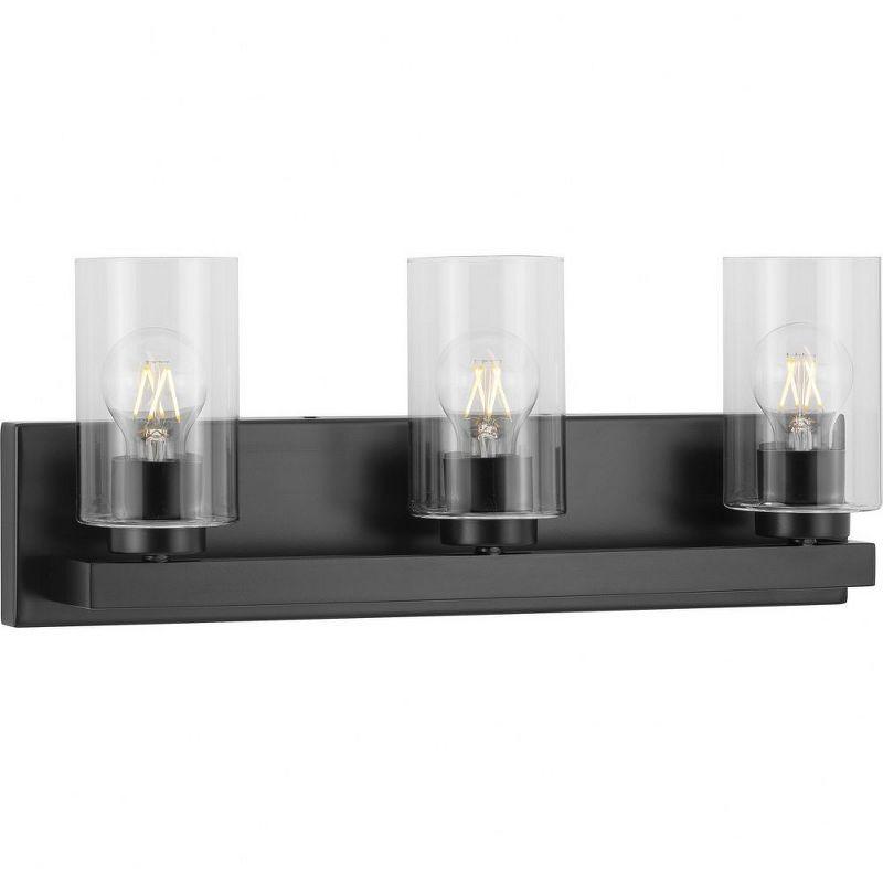 Progress Lighting Goodwin 3-Light Vanity Light, Steel, Matte Black, Clear Glass Shades