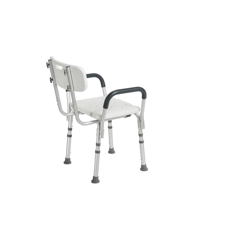 Aluminum Frame Adjustable Bath Bench with Padded Arms and Backrest