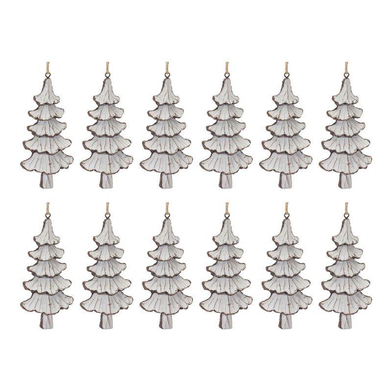 Melrose Carved Pine Tree Ornament (Set of 12)