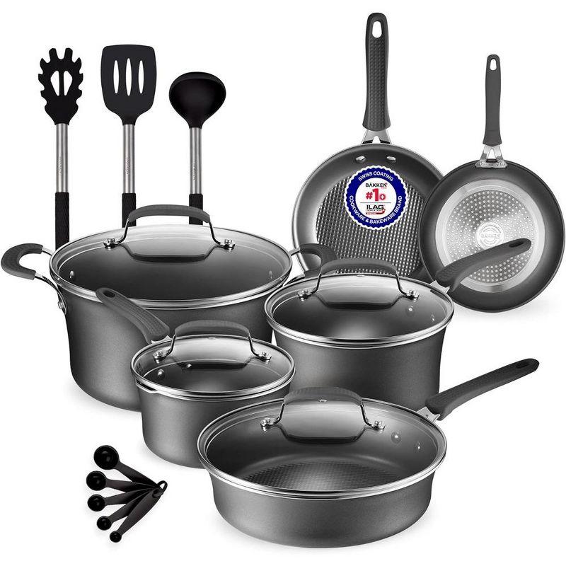 Lifemaster 14 - Piece Non-Stick Carbon Steel Cookware Set