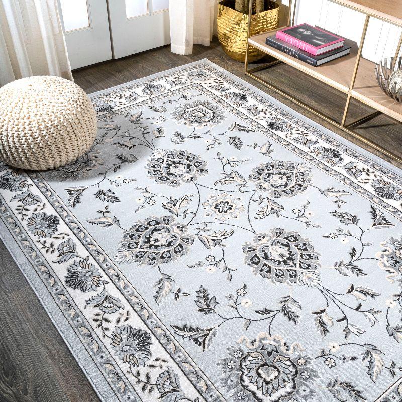 Elegant Cottage-Inspired Light Gray and Cream Synthetic Area Rug