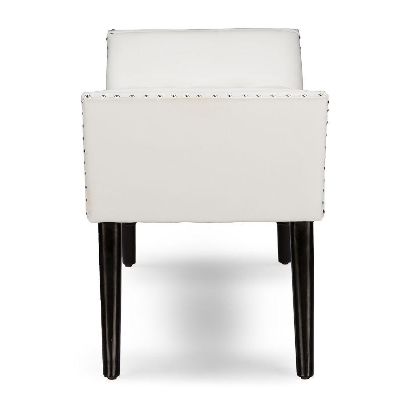 Tamblin Modern And Contemporary Faux Leather Upholstered Large Ottoman Seating Bench - White - Baxton Studio