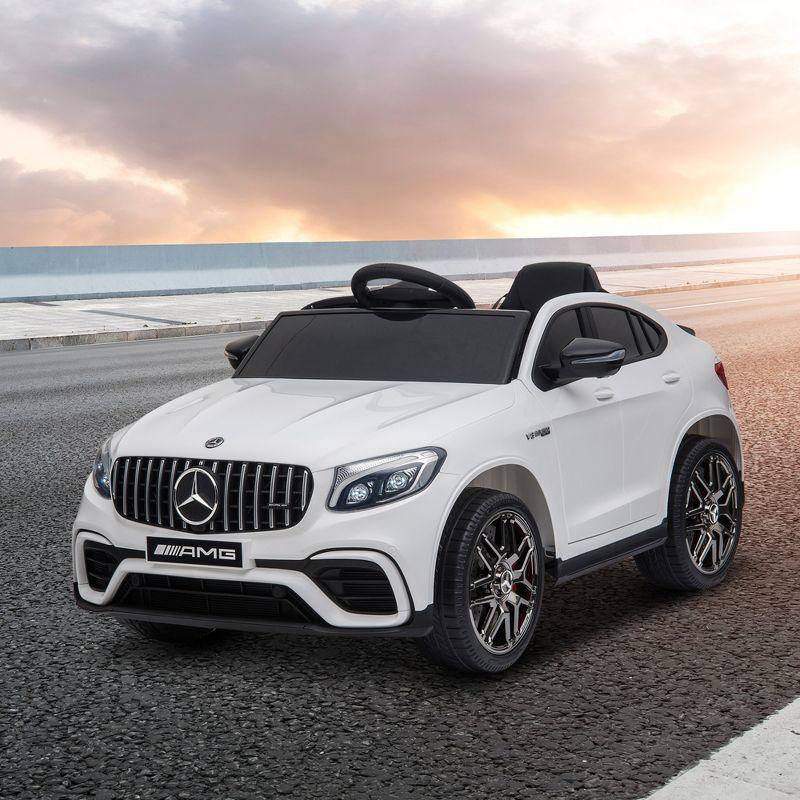 Aosom 12V Ride On Toy Car for Kids with Remote Control, Mercedes Benz AMG GLC63S Coupe, 2 Speed, with Music, Electric Light, White