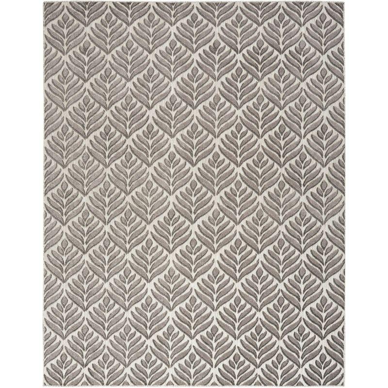 Nourison Aloha Tropical Palm Flatweave High-Low Indoor Outdoor Area Rug Charcoal 9' x 12'