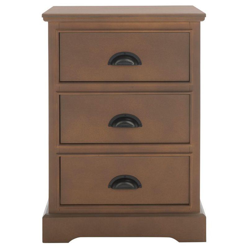 Transitional Beige Pine 3-Drawer Rectangular Side Table