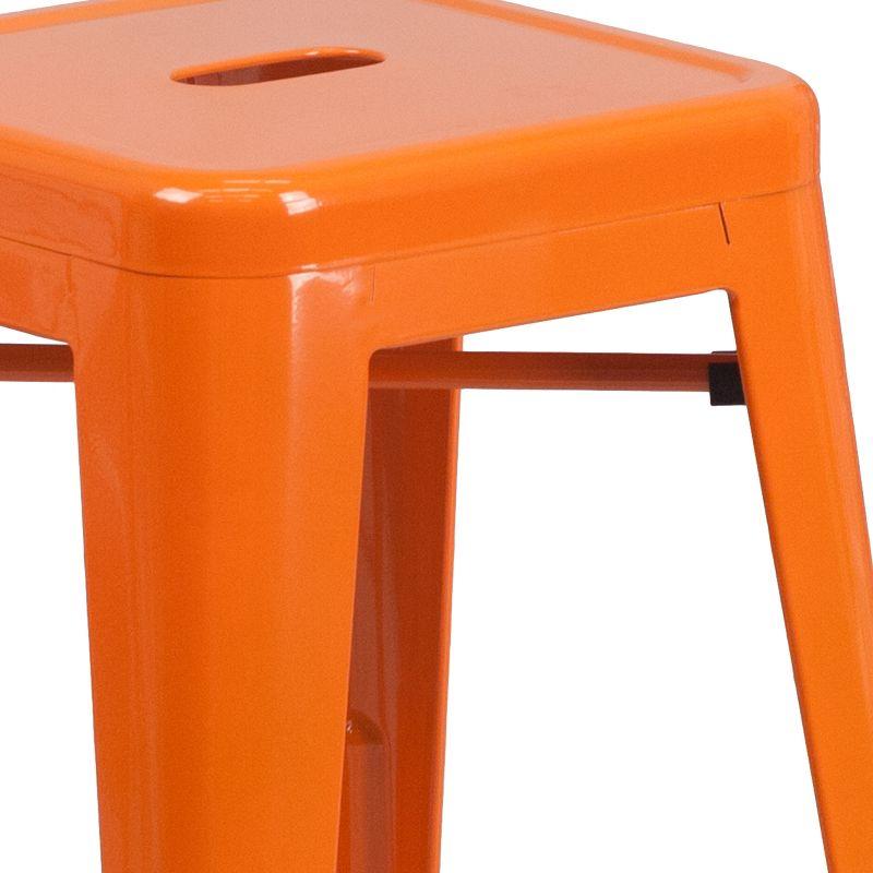 Flash Furniture Commercial Grade 24" High Backless Orange Metal Indoor-Outdoor Counter Height Stool with Square Seat