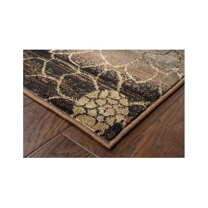 Hudson Brown and Green Floral Rectangular Area Rug