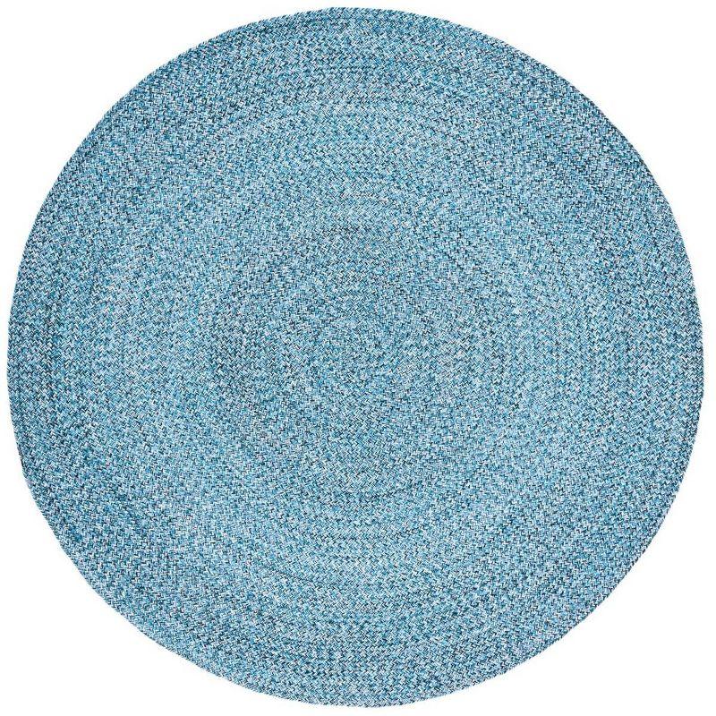 Braided BRD351 Hand Braided Area Rug - Blue/Black - 6' Round - Safavieh.