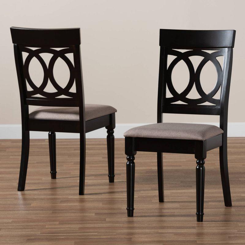 2pc Lucie Fabric Upholstered Wood Dining Chair Set Sand/Dark Brown - Baxton Studio