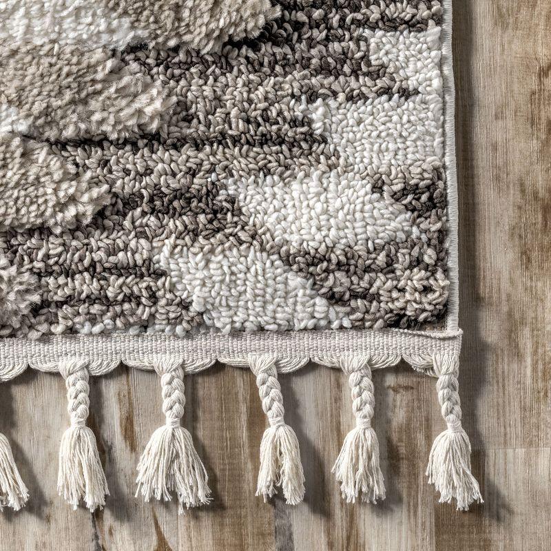Nuloom Adelade Southwestern 4x6 Shag Indoor Area Rug for Living Room Bedroom Dining Room Nursery Kitchen, Beige/Ivory