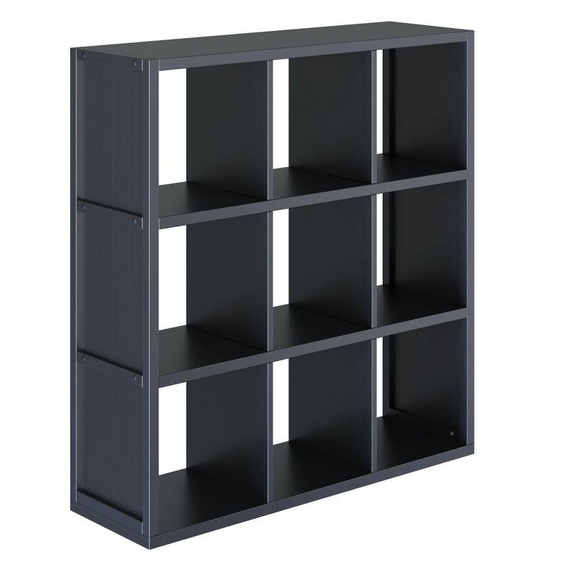 Winsome 40" Timothy Shelf 3X3 Slots Black: Mid-Century Modern Bookcase, Fixed Shelves, Wood Composite