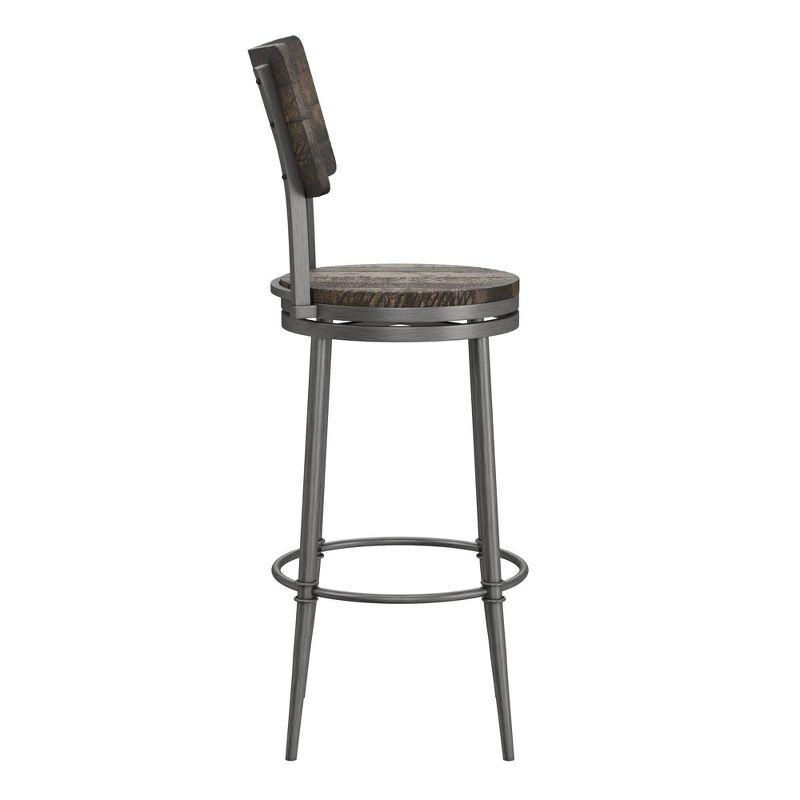 Rustic Farmhouse 26'' Gray Wood and Metal Swivel Barstool