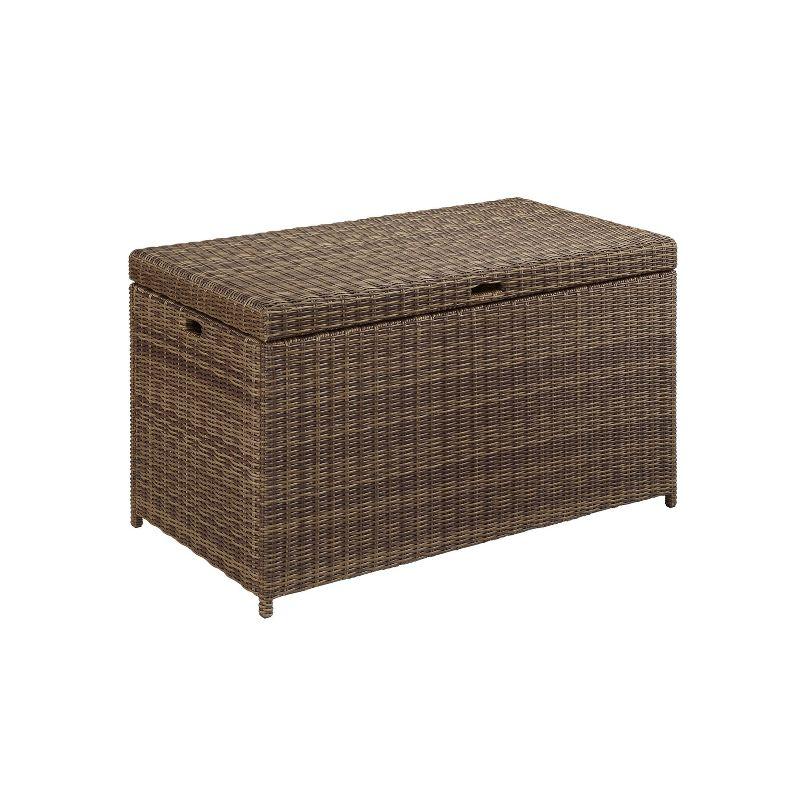 Bradenton Outdoor Wicker Storage Bin - Weathered Brown - Crosley: UV-Resistant Patio Deck Box, 25 Volume Capacity