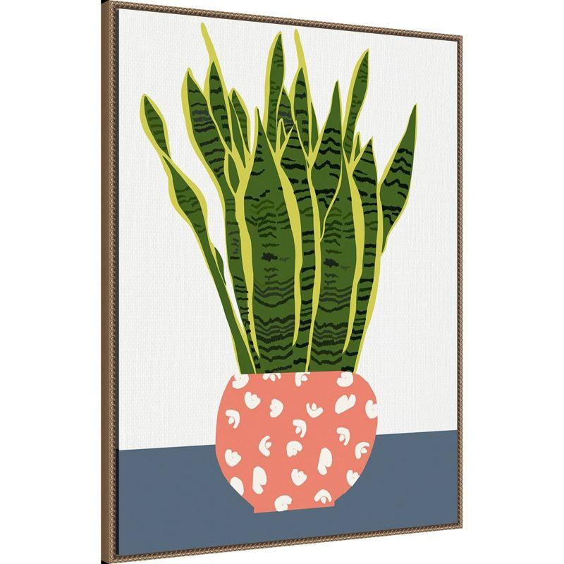 Botanic-Inspired Framed Canvas Wall Art with Beaded Perimeter