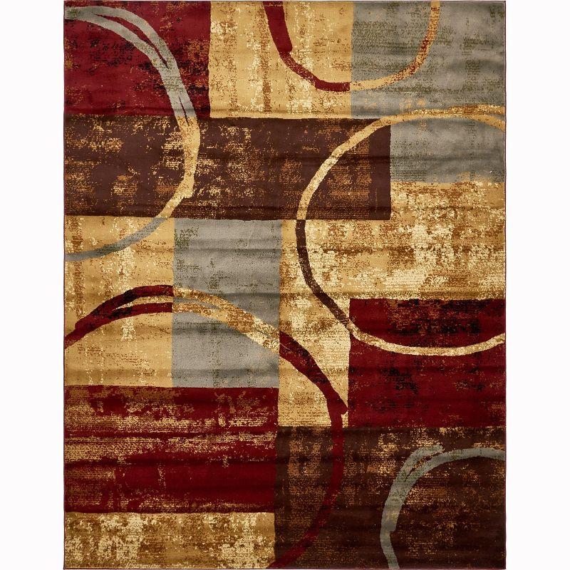 Multi Abstract Rectangular 9' x 12' Synthetic Area Rug