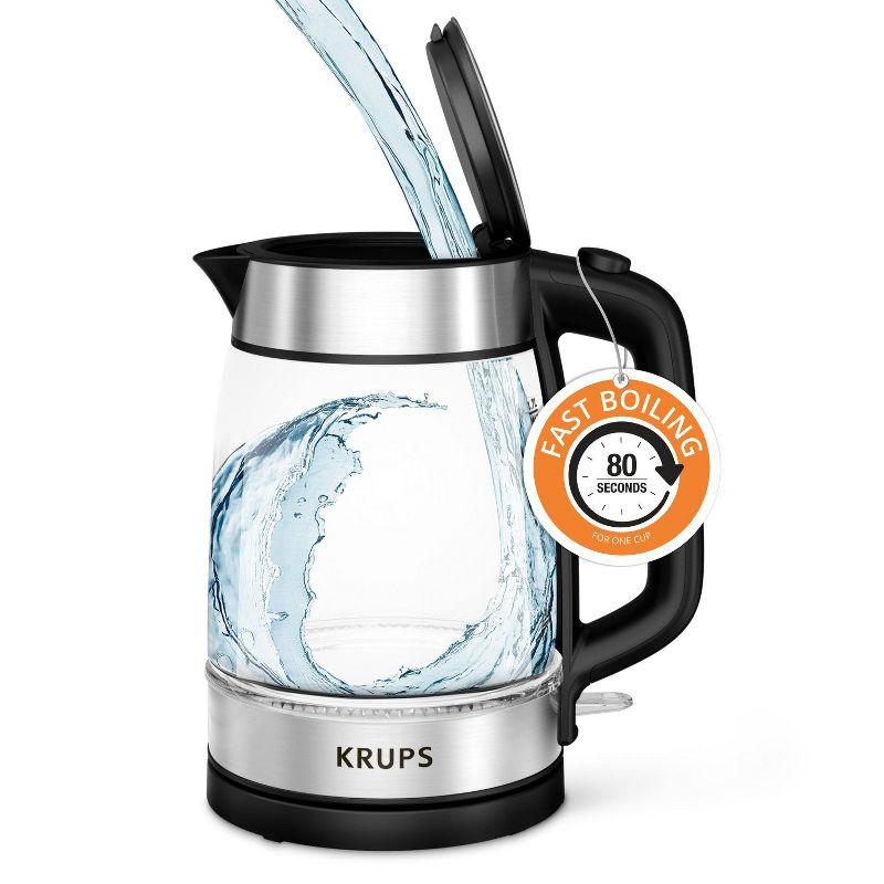 Krups 1.7L Glass Electric Kettle with Stainless Steel Accents