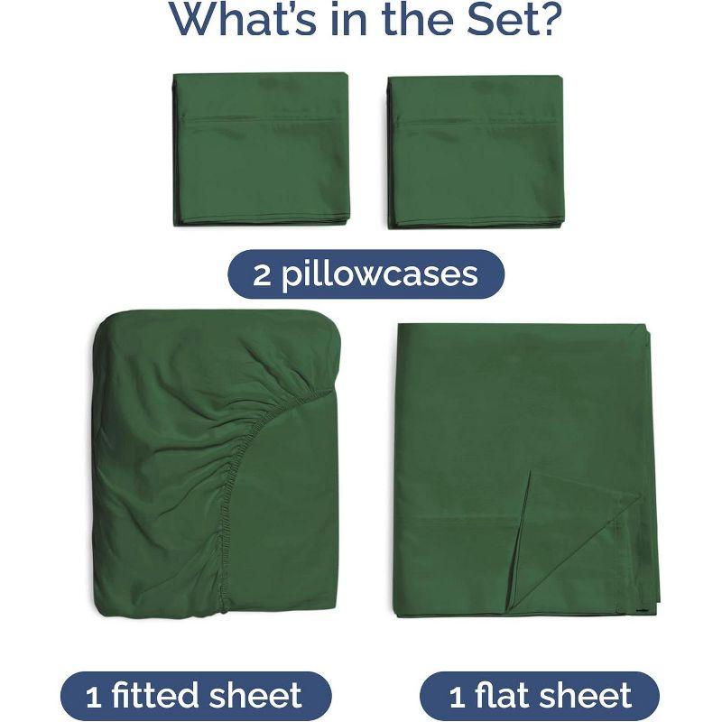 CGK Linens Premium Rayon From Bamboo 4 Piece Deep Pocket Ultra Soft & Cooling Sheet Set