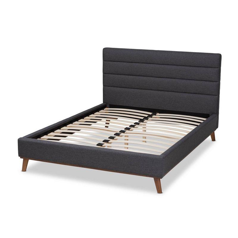 Queen Gray Velvet Upholstered Tufted Platform Bed with Wood Frame