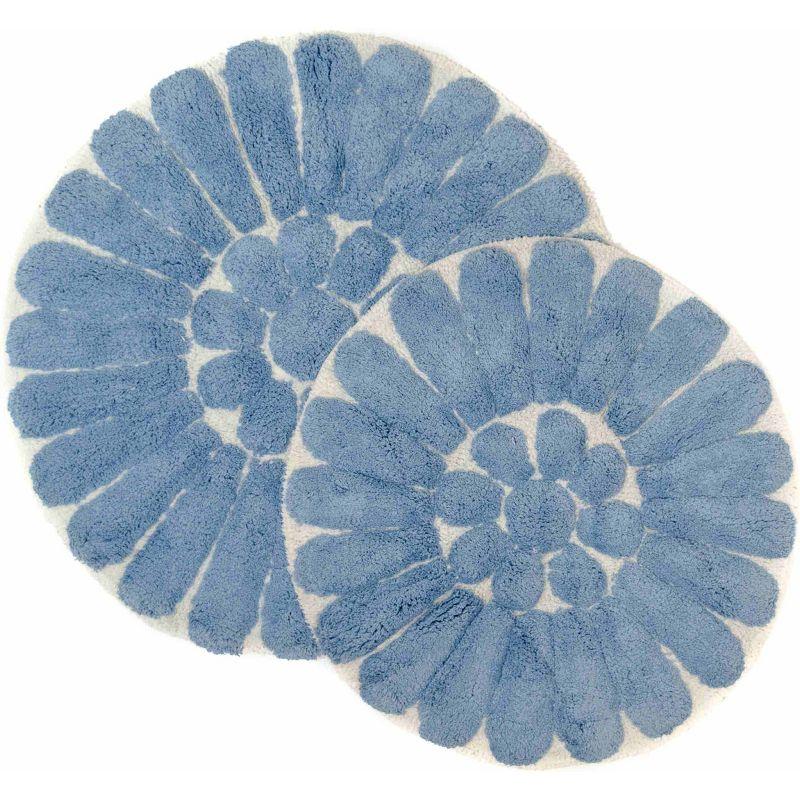 2pc Bursting Flower Bath Rug Set Light Blue - Chesapeake Merchandising: Cotton Tufted, Machine Washable, Non-Slip Backing