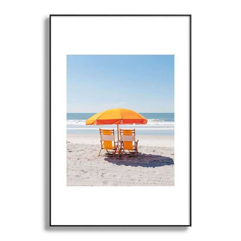 Folly Beach Orange Umbrella Framed Art Print 38x28