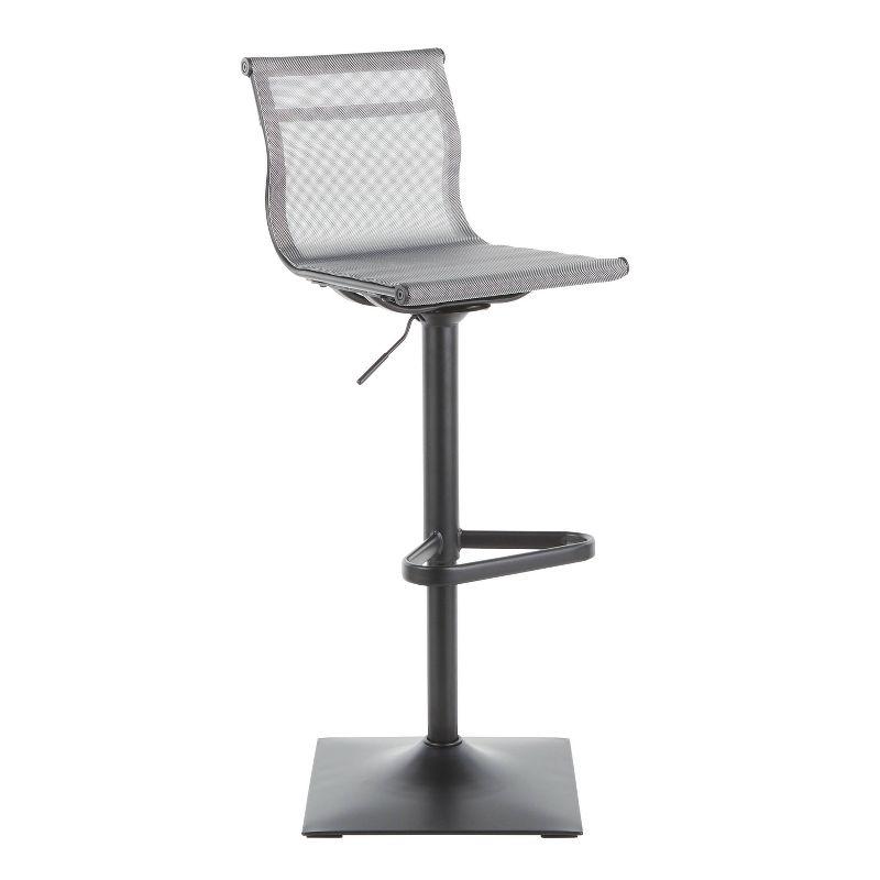 33.5" Mirage Contemporary Barstool Black/Silver - LumiSource: Upholstered, Adjustable, Swivel, Metal Legs