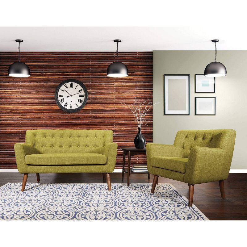 Mill Lane Chair with Coffee Legs Green - OSP Home Furnishings: Upholstered Polyester, Mid-Century Modern