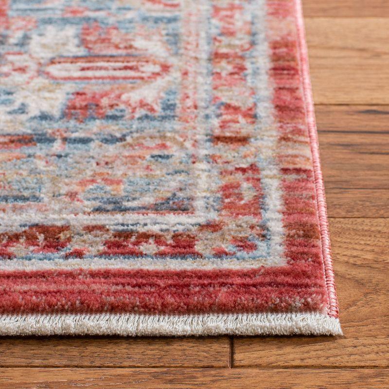 Kenitra Red and Blue Medallion Synthetic Area Rug 5' x 8'